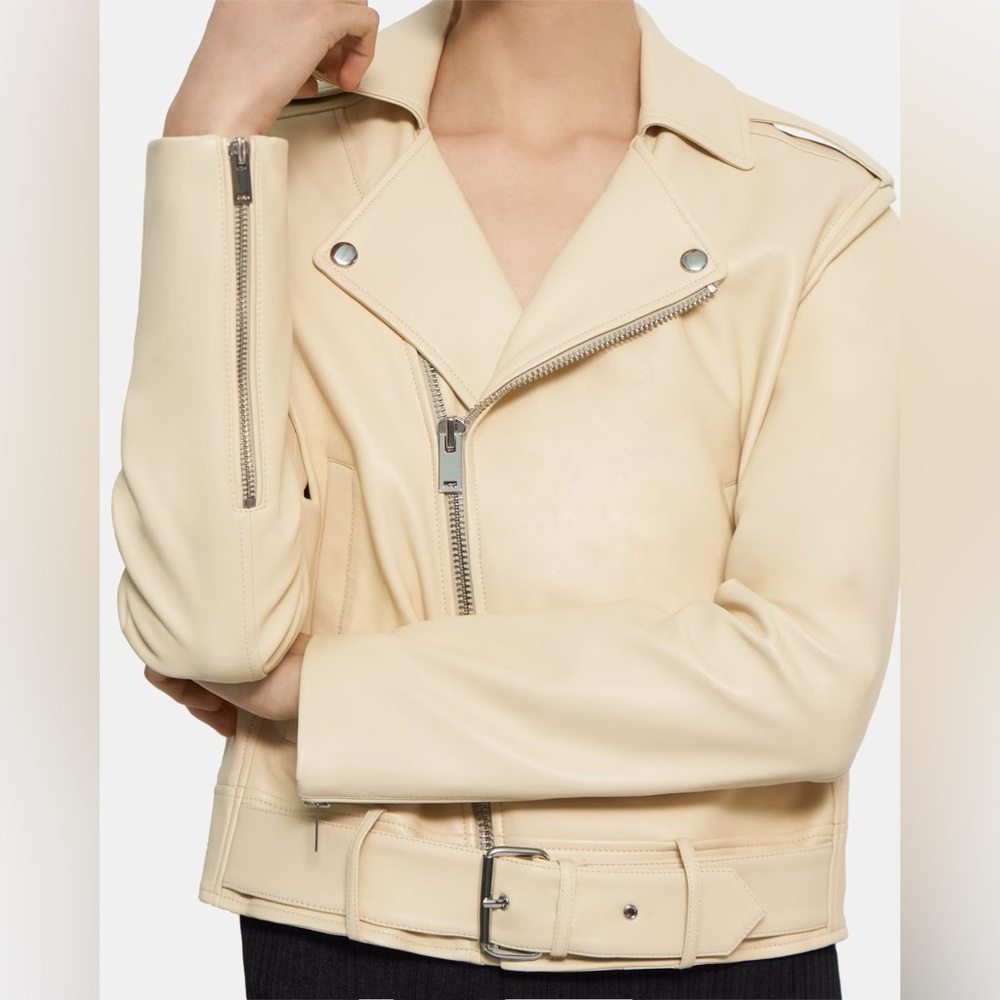 Theory Casual Moto Jacket in Leather NWT - Picture 3 of 6